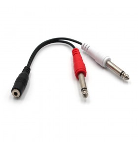 1/8" TRRS to Dual 1/4 Stereo Audio Cable - 3.5mm TRS to 6.35mm Dual 1/4" TS Mono Y-Cable Splitter Cord