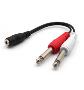 1/8" TRRS to Dual 1/4 Stereo Audio Cable - 3.5mm TRS to 6.35mm Dual 1/4" TS Mono Y-Cable Splitter Cord