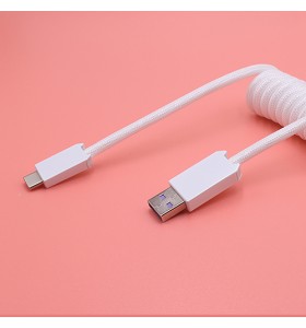 Coiled Type C USB Zinc Alloy  Fast charger Cable for Mechanical keyboard 