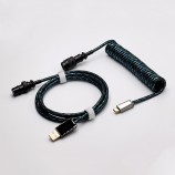 custom techflex GX16  aviator usb c coiled mechanical keyboard cable aviation spring Double sleeve  USB