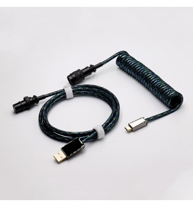 custom techflex GX16  aviator usb c coiled mechanical keyboard cable aviation spring Double sleeve  USB