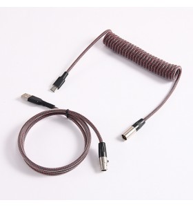 custom techflex GX16  aviator usb c coiled mechanical keyboard cable aviation spring Double sleeve  USB