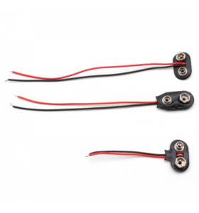 9V SNAP Battery Button Clip Connector with 6 inch Bare Leads