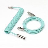 5PIN male Mini XLR to Type-c metallight cyan clear wire and usb metal to 5pin Mini XLR female light cyan clear wire cable set+silver connector