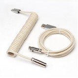 5PIN male Mini XLR to Type-c metal Khaki clear wire and usb metal to 5pin Mini XLR female Khaki clear wire cable set + silver connector