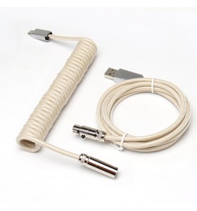 5PIN male Mini XLR to Type-c metal Khaki clear wire and usb metal to 5pin Mini XLR female Khaki clear wire cable set + silver connector