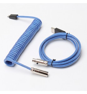 5PIN male Mini XLR to Type-c metal Ocean Blue clear wire and usb metal to 5pin Mini XLR female Ocean Blue wire cable set + silver connector