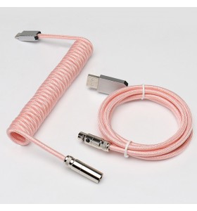 5PIN male Mini XLR to Type-c metal light pink wire and usb metal to 5pin Mini XLR female light pink wire cable set + silver connector
