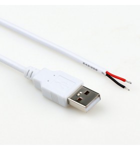 24AWG 2 Pin Power Charging Wires USB A Cable Open End