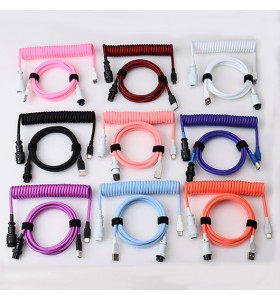 rainbow m12 connector 5pin gx16 pin coil cable connector coiled cable usb customized mechanical keyboard cable