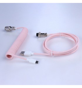  Type c to 5PIN male aviator and usb to 5pin aviator female light pink macarons wire  cable  converter ps2 to usb coiled mechanical keyboard cable