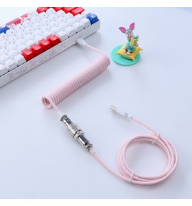  Type c to 5PIN male aviator and usb to 5pin aviator female light pink macarons wire  cable  converter ps2 to usb coiled mechanical keyboard cable