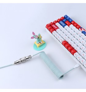 custom c mechanical keyboard cable spring coiled GX16 C cable  light cyan  
