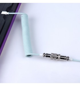 custom c mechanical keyboard cable spring coiled GX16 C cable  light cyan  