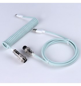 custom c mechanical keyboard cable spring coiled GX16 C cable  light cyan  