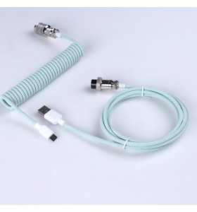 custom c mechanical keyboard cable spring coiled GX16 C cable  light cyan  