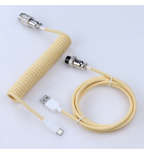  Type c to 5PIN male aviator Mechanical Spiral Keyboard Aviator Connector Cable Coiled Type C Nylon USB Cable