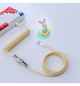  Type c to 5PIN male aviator Mechanical Spiral Keyboard Aviator Connector Cable Coiled Type C Nylon USB Cable