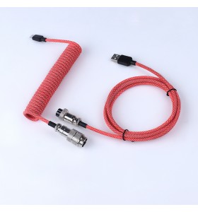 USB keyboard cable Mechanical keyboard type C cable Double sleeve coiled keyboard cable red 