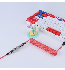 USB keyboard cable Mechanical keyboard type C cable Double sleeve coiled keyboard cable red 