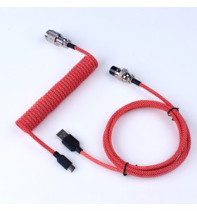 USB keyboard cable Mechanical keyboard type C cable Double sleeve coiled keyboard cable red 