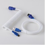  5PIN male GX16 aviator   to Type-c  white wire and usb to 5pin gx16  female   cable set  blue aviator Coiled USB C keyboard cable usb de nylon aviator paracord