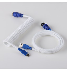  5PIN male GX16 aviator   to Type-c  white wire and usb to 5pin gx16  female   cable set  blue aviator Coiled USB C keyboard cable usb de nylon aviator paracord